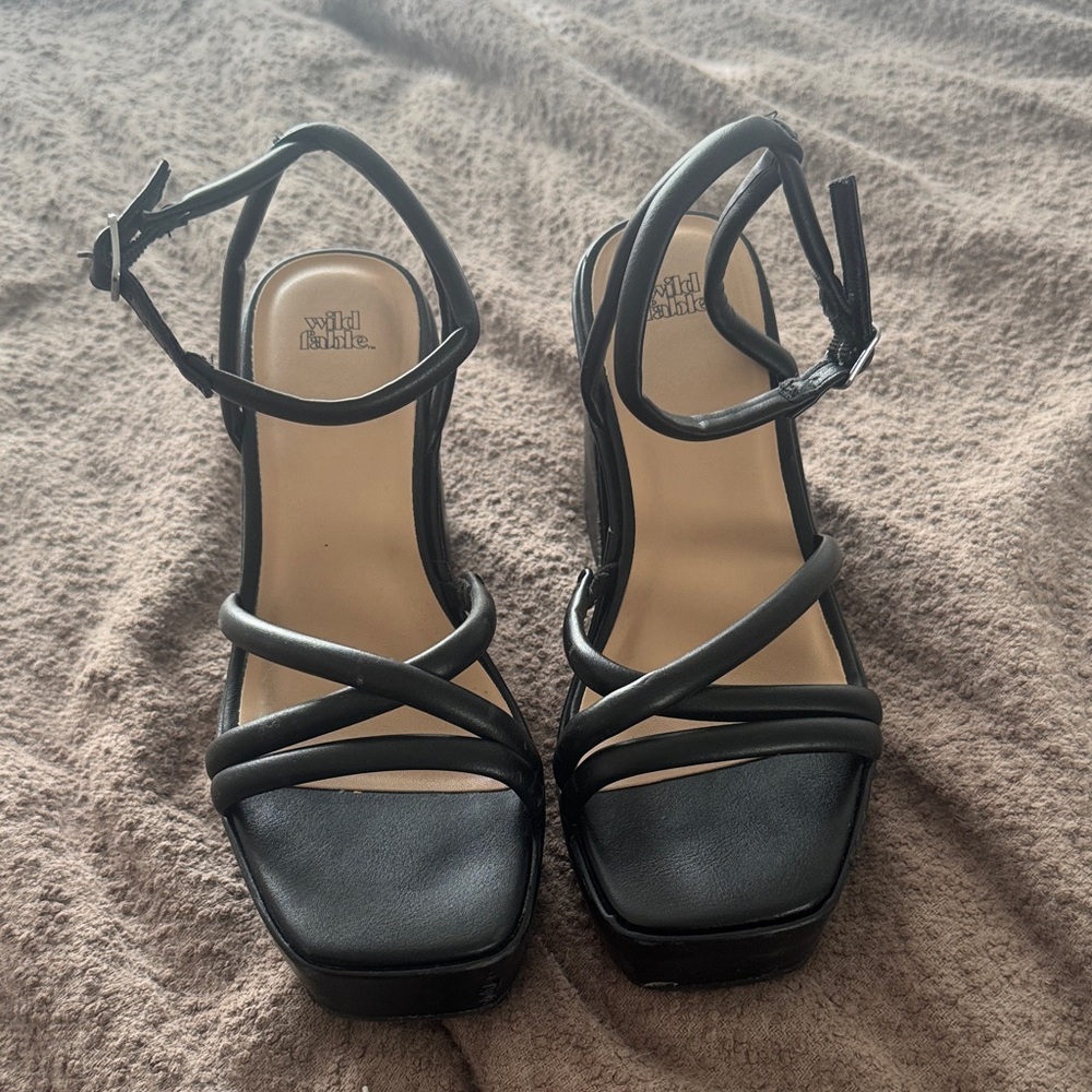 Wild Fable Black Strappy Heels